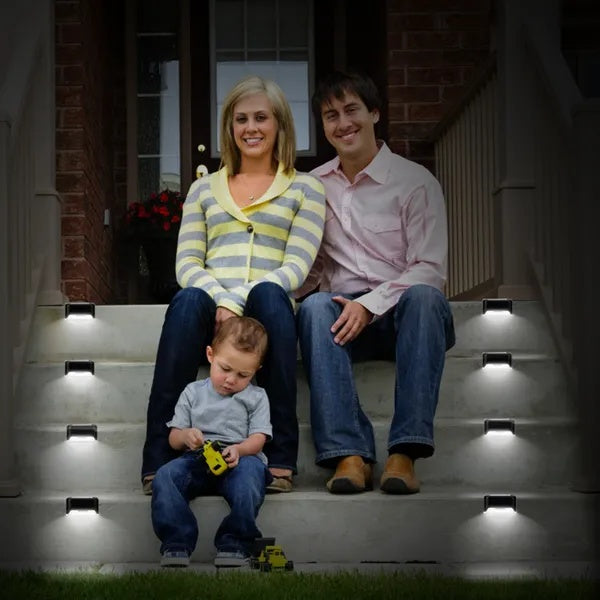 4Pcs Solar Powered LED Step Lights Outdoor Water-Resistant Dusk