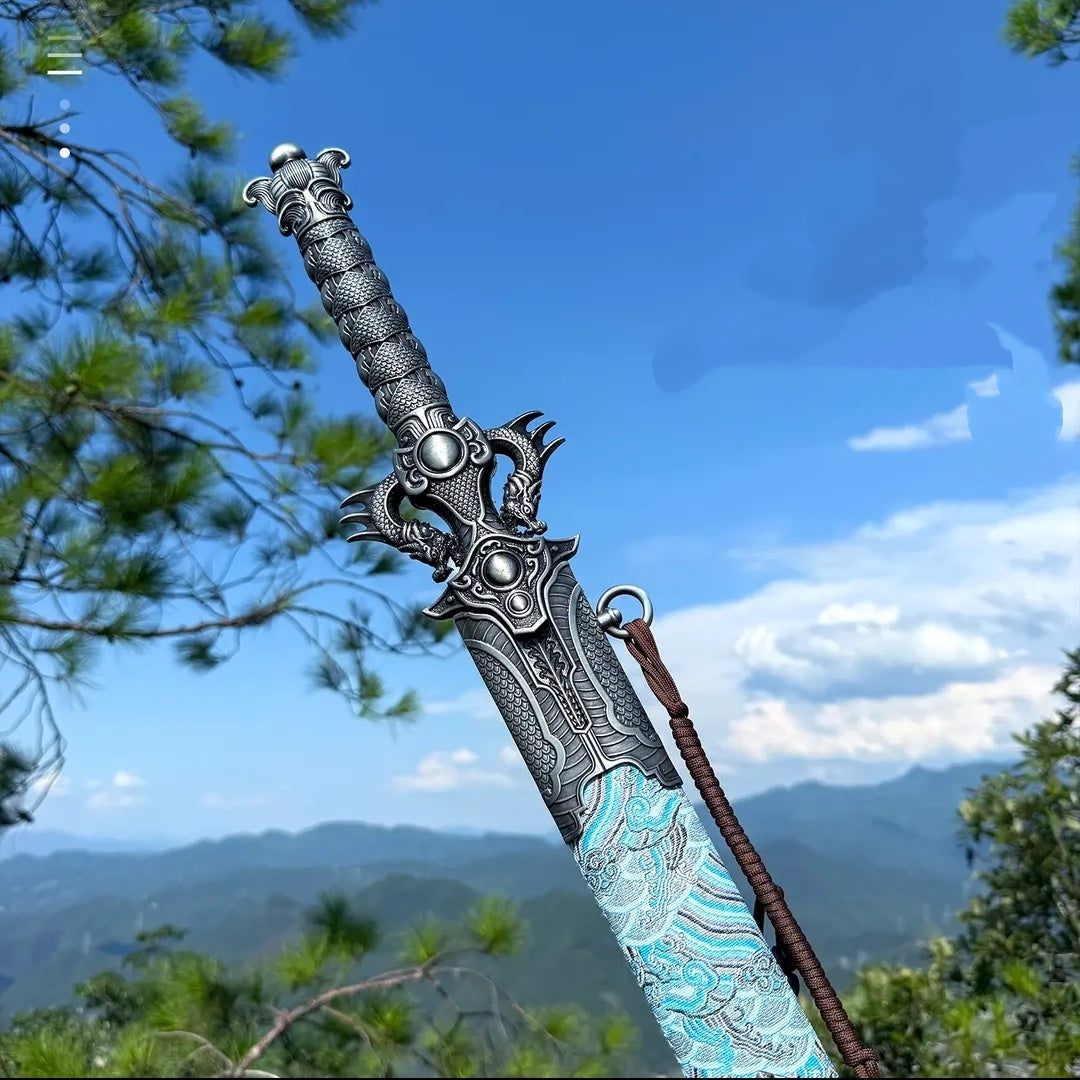 Blue Xingyuan Sword From Longquan City One-piece High Manganese Steel Collectible Cold Weapon Unsharpened Not For Self-Defense