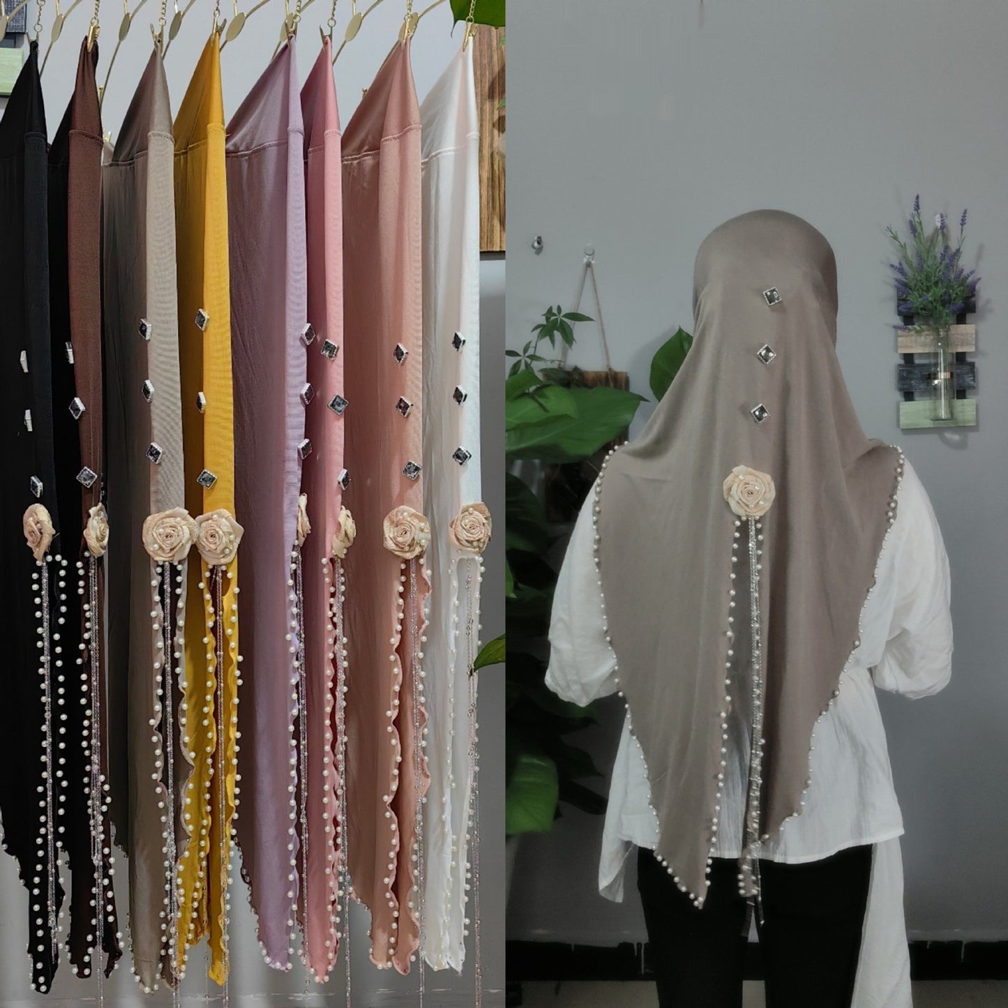 Dry Rose Soft Brim Split Swallowtail Large Scarf