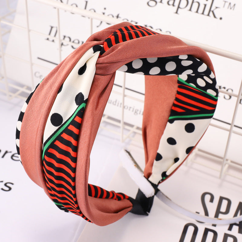 Women's broadside polka dot stitching hair band