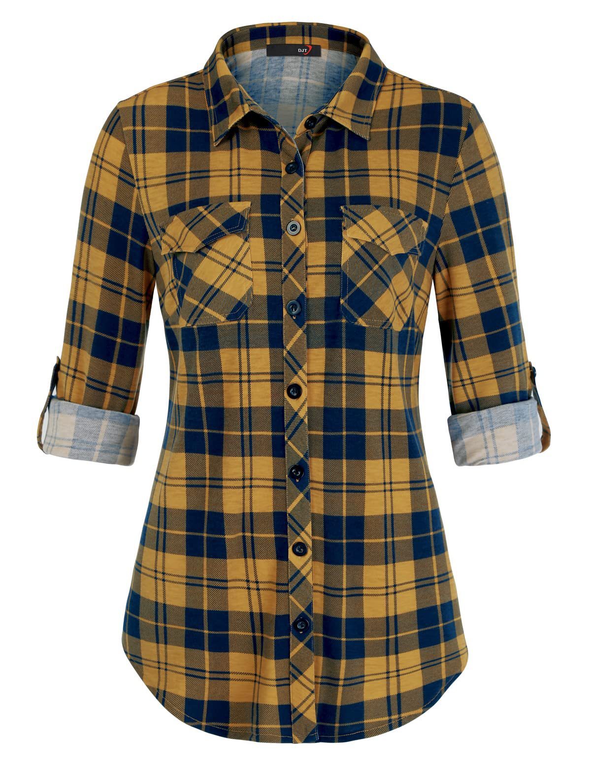 Plaid Pouch Button Cuff Comfort And Casual Printed Women's Shirt