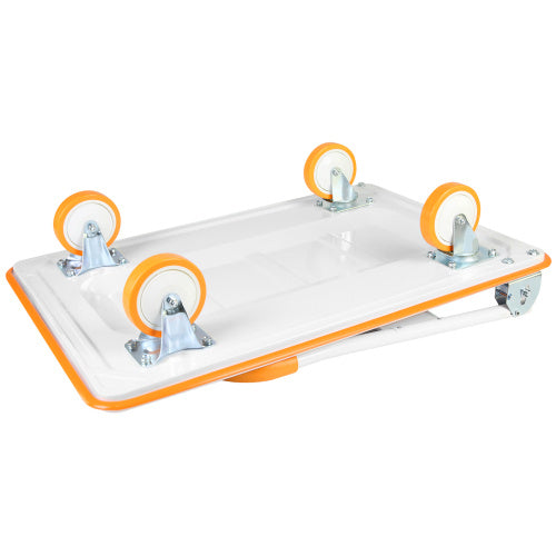 Foldable Cart Cart Cart - 660 Lb Capacity Heavy Duty Mobile Platform Trolley - Folding And Rolling White And Orange Flat Cart Unavailable Platforms- Welfel ,