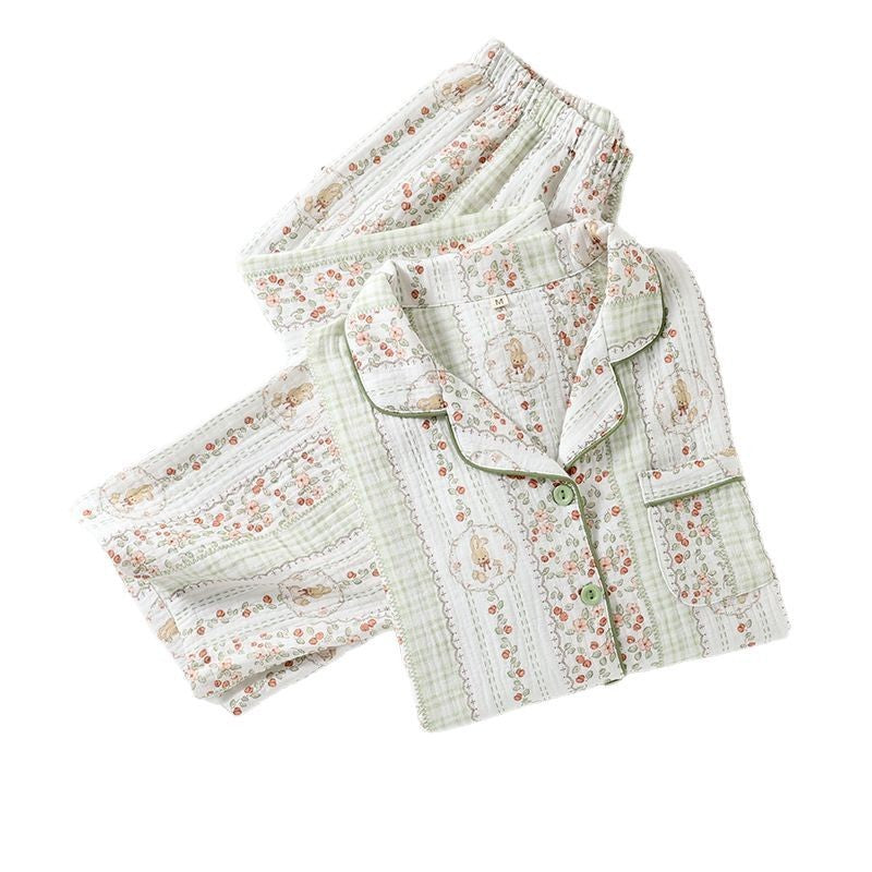 Cotton Printed Long Sleeve Loose Home Wear Suit