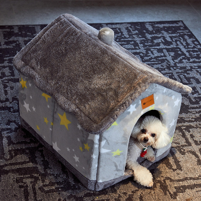 Foldable Dog House Pet Cat Bed  Dog Villa Sleep Kennel Removable Nest Warm Enclosed Cave Sofa Pets Supplies