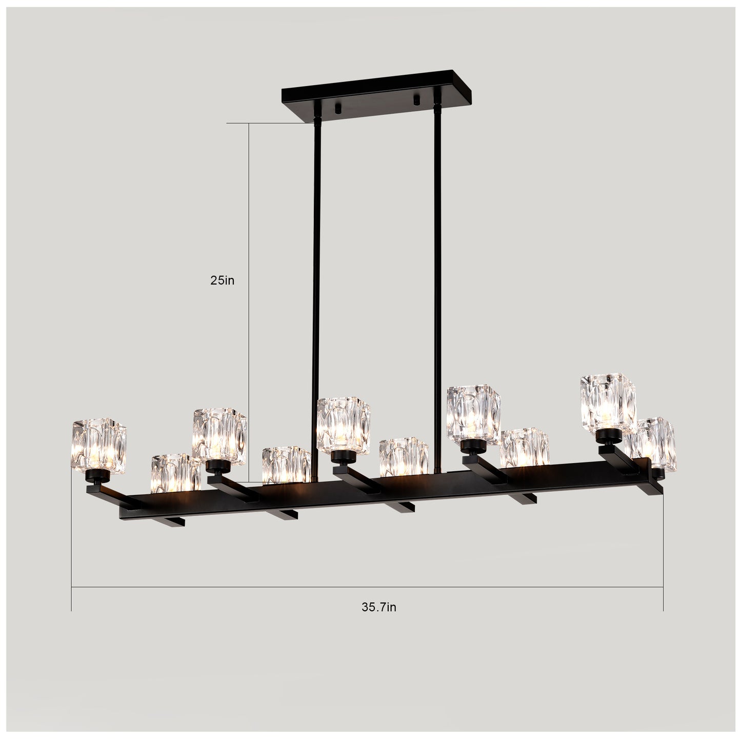 Chandelier For Dining Room, 10-Light Black