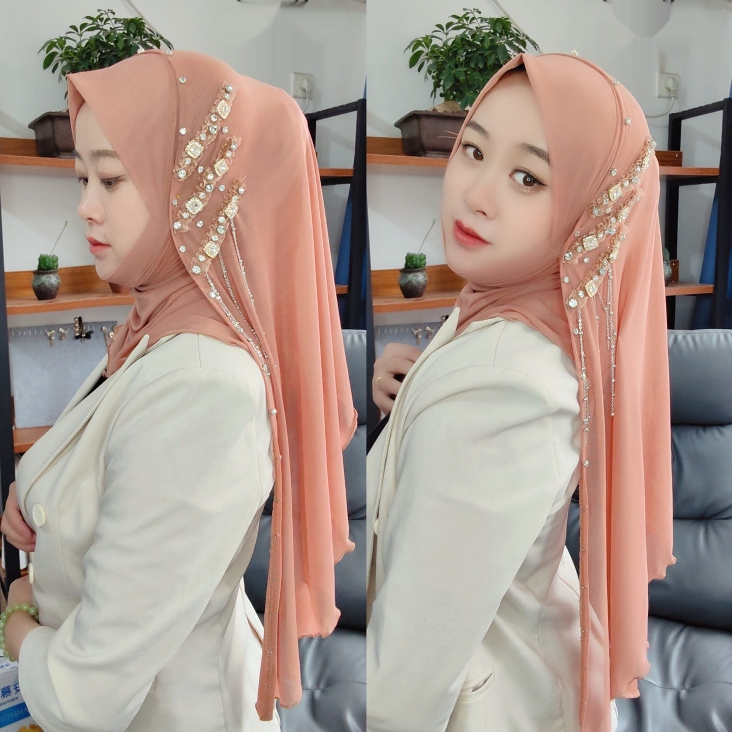 Turban Original Tassel Voile Wrap Towel scarf