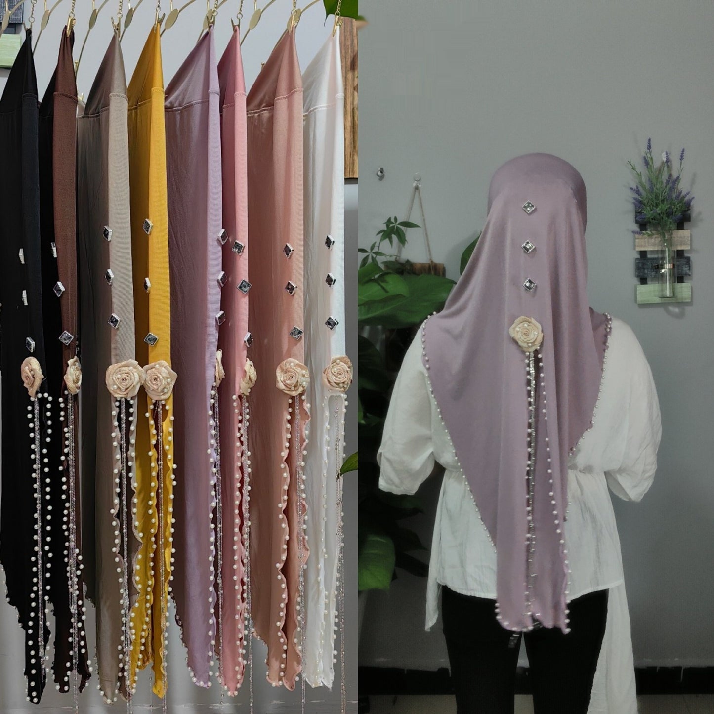 Dry Rose Soft Brim Split Swallowtail Large Scarf