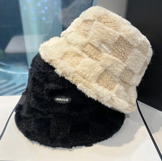 Japanese Lamb Plaid Fisherman Hat Female