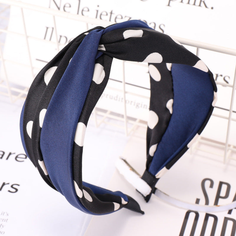 Women's broadside polka dot stitching hair band