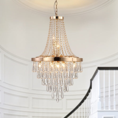 Golden Crystal Chandelier, Large Modern Luxury Chandelier For Living Room, Dining Room, Bedroom, Hallway - Bulb Not Included Unavailable Platforms- Temu