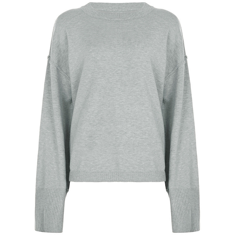 Women's Casual Solid Color Fashionable Loose Sweater Set