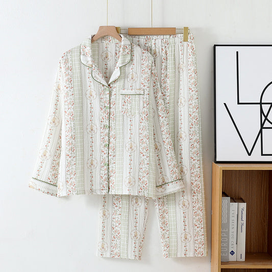 Cotton Printed Long Sleeve Loose Home Wear Suit