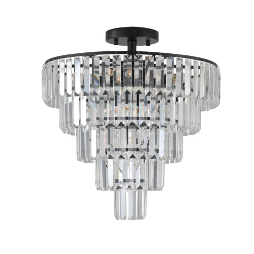 Large Black Crystal Chandelier, Contemporary Style Chandelier, Dining Room, Living Room, Bedroom - Bulb Not Included