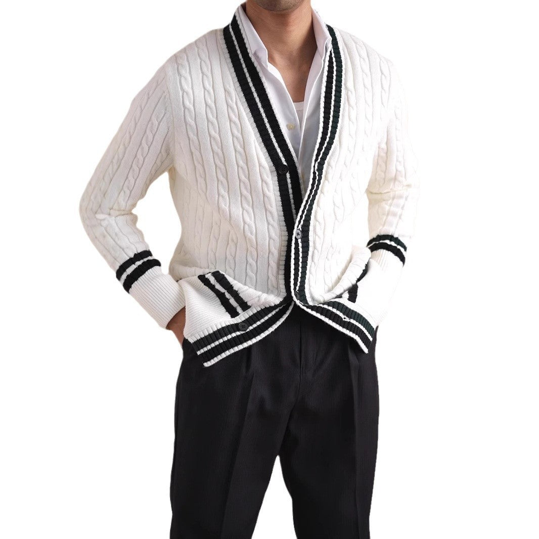 Twist Texture High Sense Men's Sweater Coat