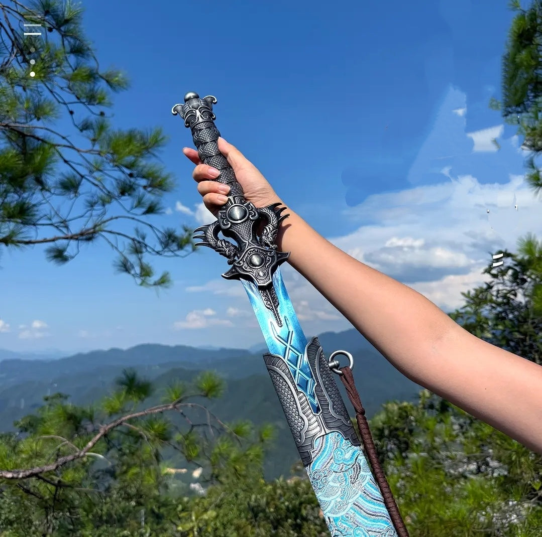 Blue Xingyuan Sword From Longquan City One-piece High Manganese Steel Collectible Cold Weapon Unsharpened Not For Self-Defense