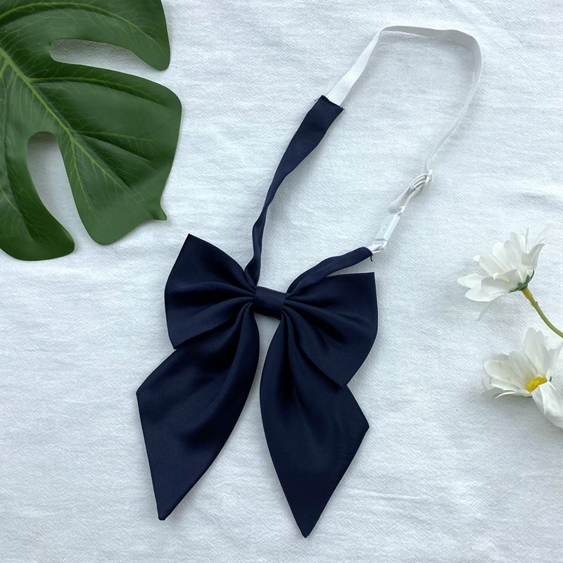 Female Violet Blue Japanese Style Lazy Free Uniform Bow Double Layer Navy Blue Shirt Bow Tie