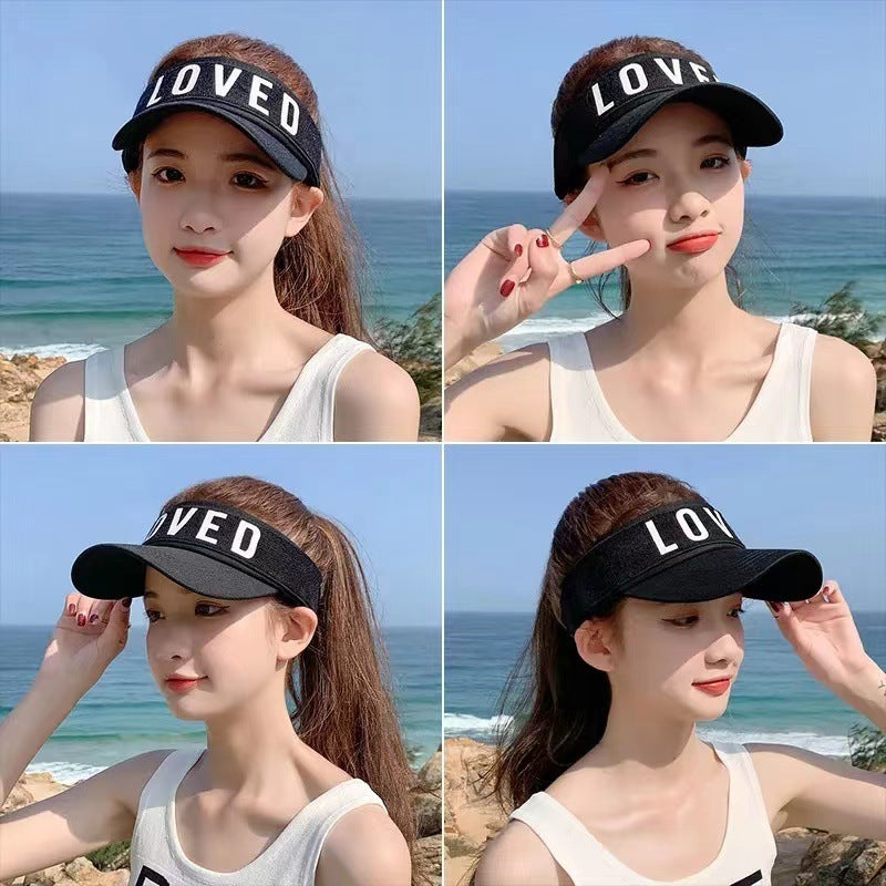 Sunlight Blocker For Summer hat Letter Without Top LOVED Korean