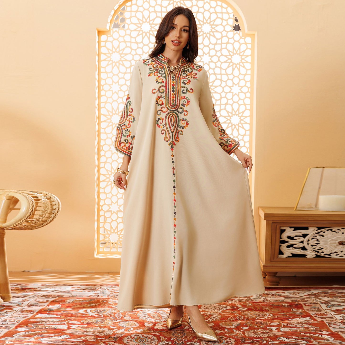 Autumn And Winter Embroidery Rope Embroidery Middle East Dress