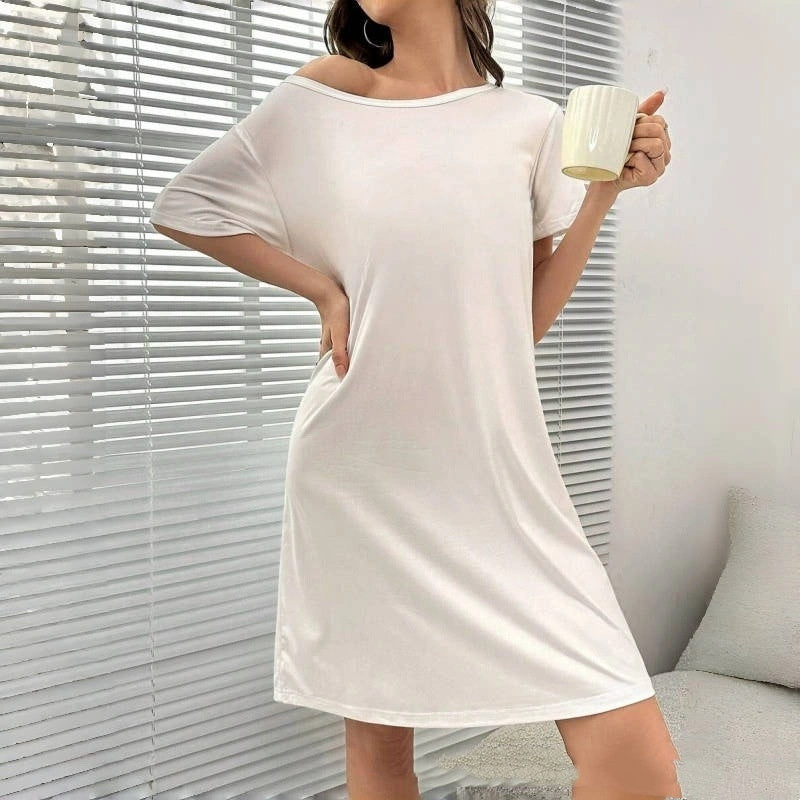 Spring And Summer Home Wear Comfort And Casual Loose Women's Nightdress Short Sleeve Pajamas