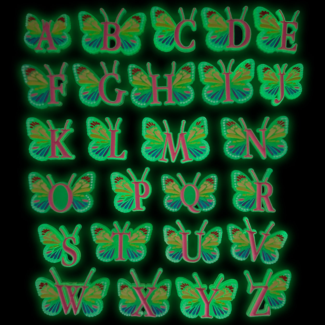 Letter Luminous Butterfly Shoe Ornament Shoe Buckle