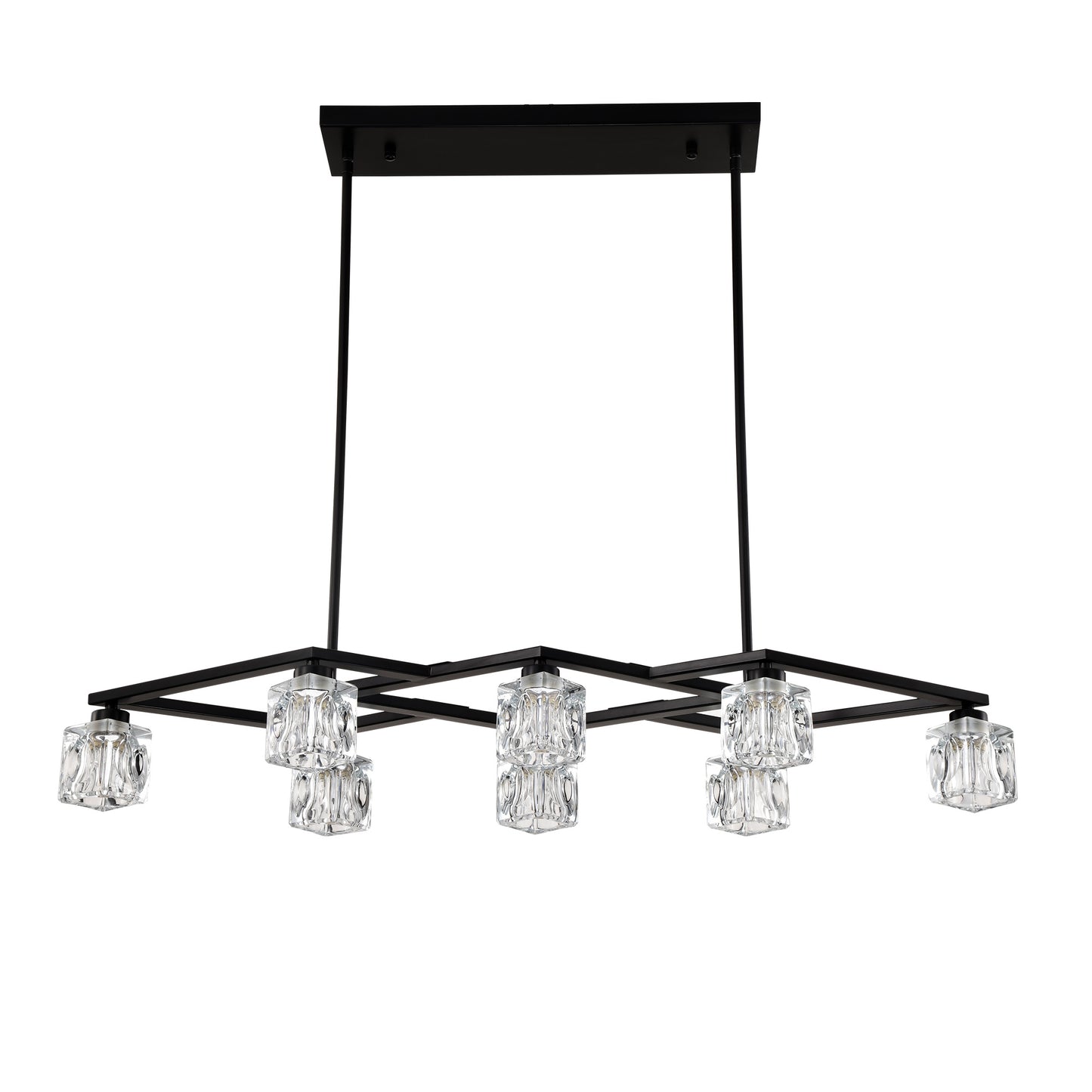 Matte Black Crystal Chandelier For Dining Room, 8-Light Kitchen Chandelier