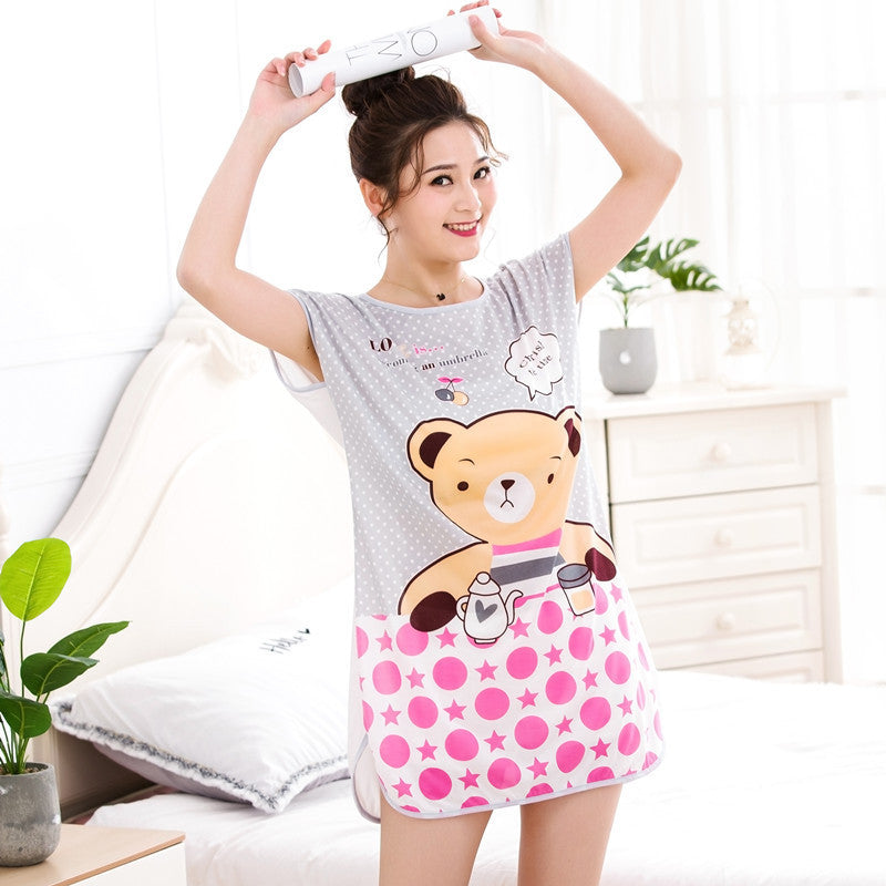 Cute Cartoon Girl Short Sleeve Nightdress