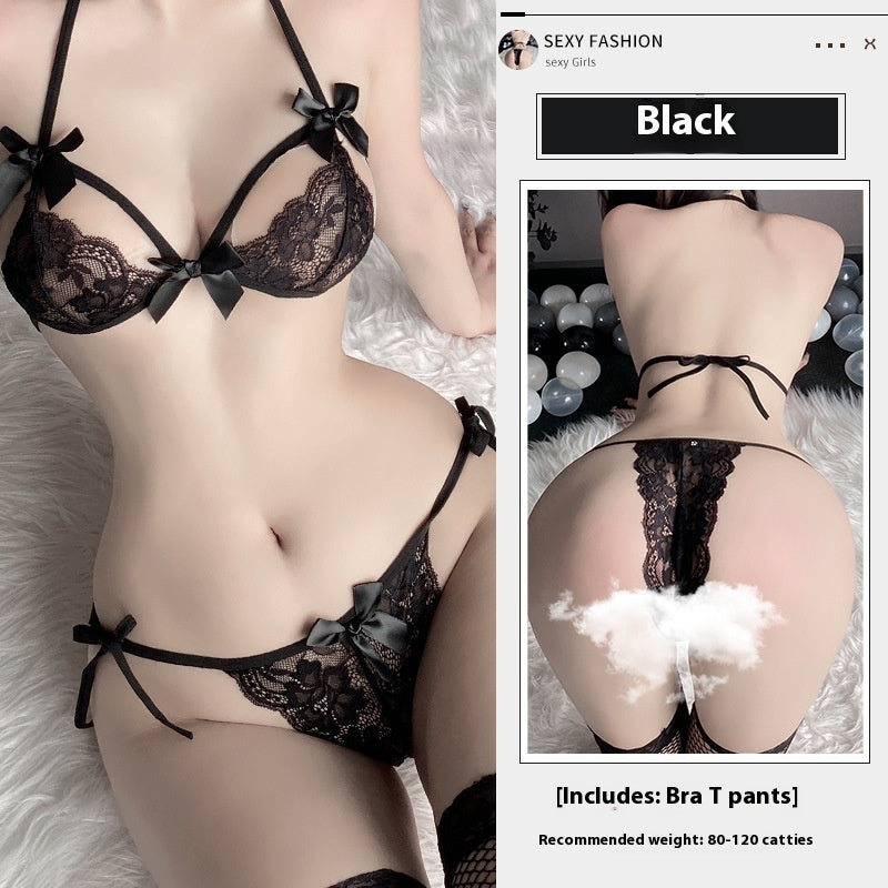 Underwear Lace Three-point Free Passion Temptation Small Chest Pajamas