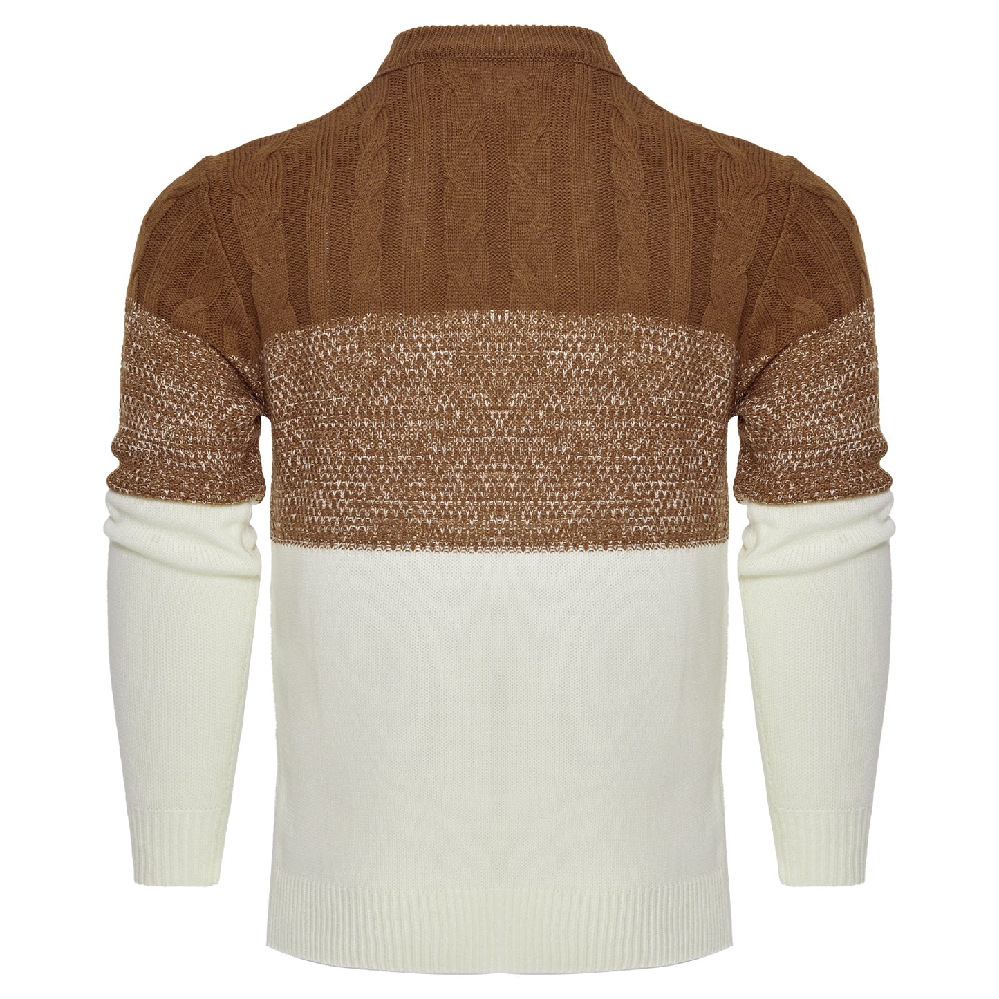Men's Casual Color Block Long Sleeve Cable Knit Pullover Sweater