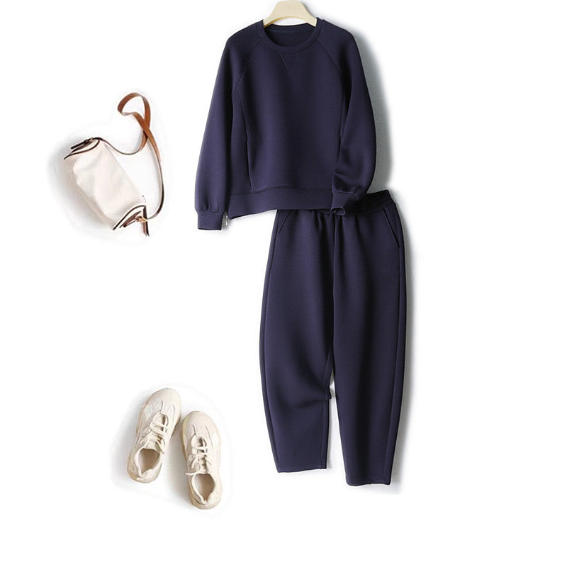 Casual Sports Suit Long-sleeved Sweater With Cropped Pants