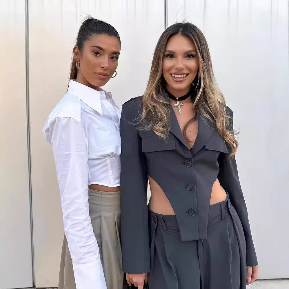 Hollow Coat Set Two-piece Pants Suit