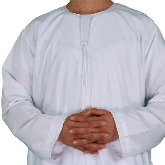 Middle East Oman Robe Men's Polyester Round Neck Gown