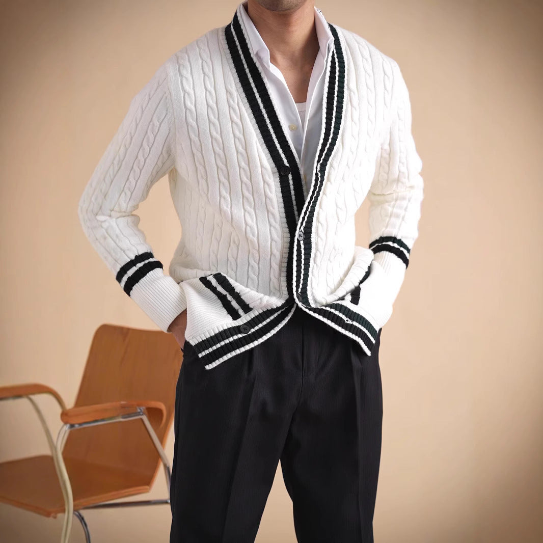 Twist Texture High Sense Men's Sweater Coat