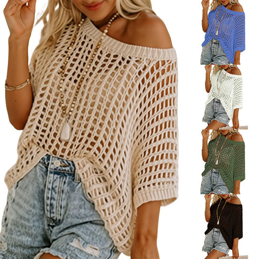 Sexy Cutout Empty Top Pullover Beach Cover-up Knitted Sweater