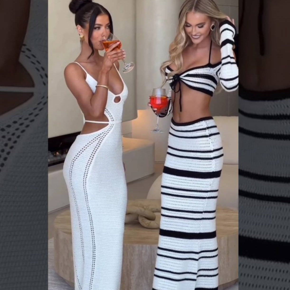 Contrast Color Striped Lace-up Short Midriff-baring Top Suit