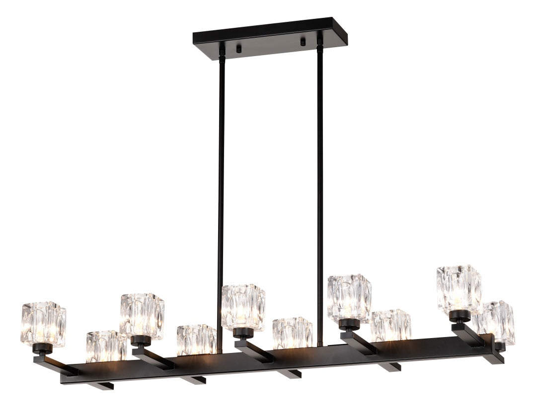 Chandelier For Dining Room, 10-Light Black