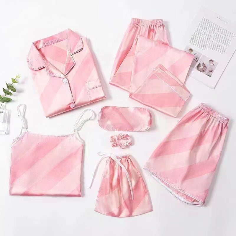 Spring And Autumn Printed Imitated Silk Pajamas Clothing