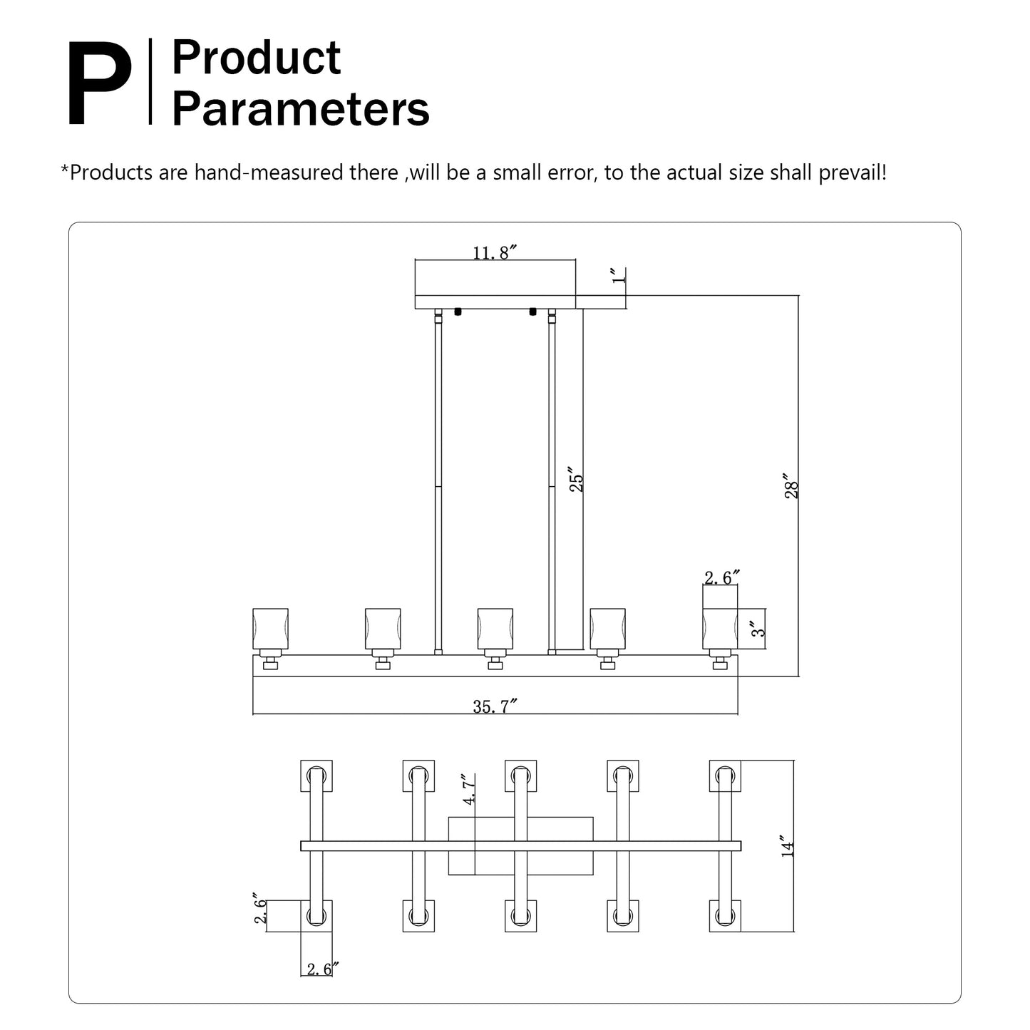 Chandelier For Dining Room, 10-Light Black