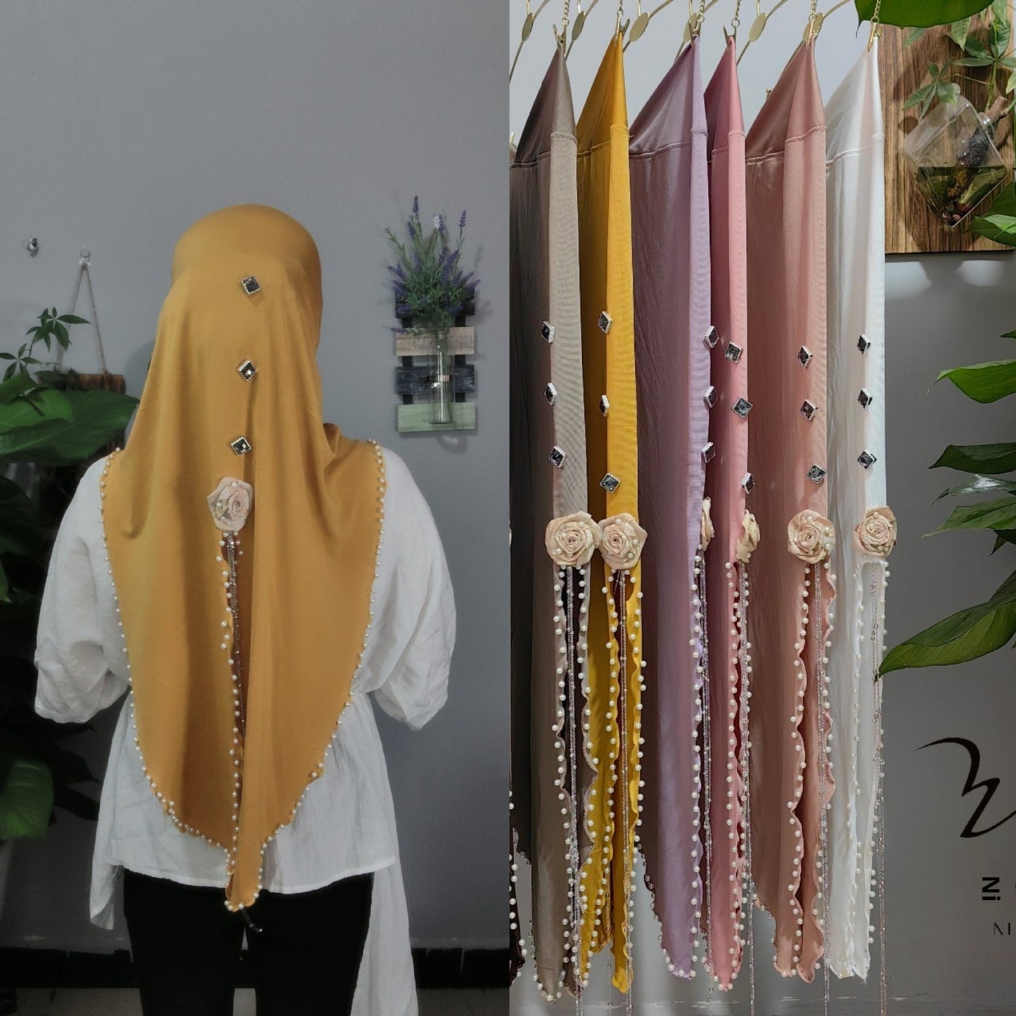 Dry Rose Soft Brim Split Swallowtail Large Scarf