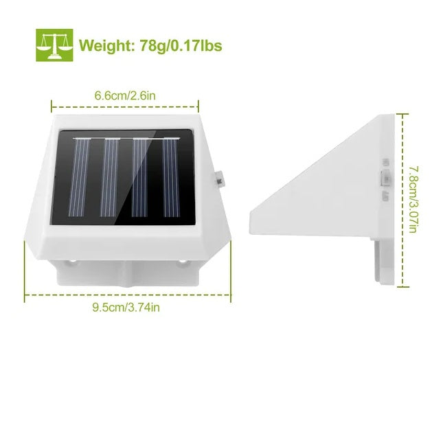 LED Solar Powered Stair Lights Dusk-To-Dawn Waterproof Garden
