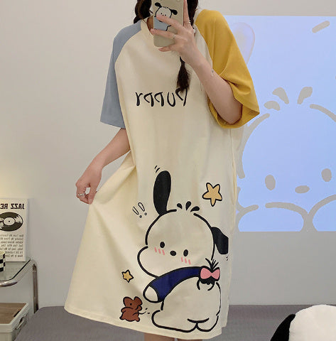 Home Wear Thin Short Sleeve Loose Plus Size Plump Girls Women's Pajamas