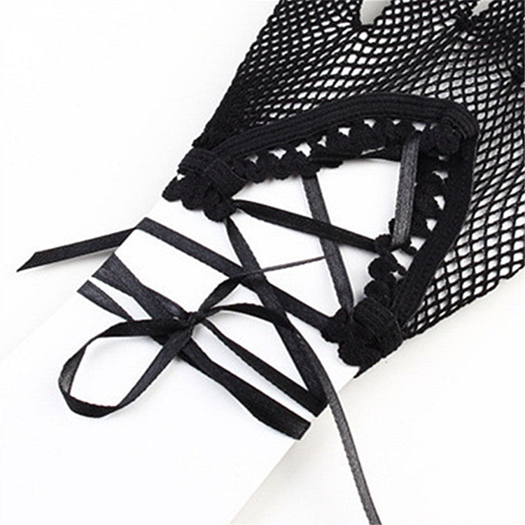 European and American ribbon cross short gloves