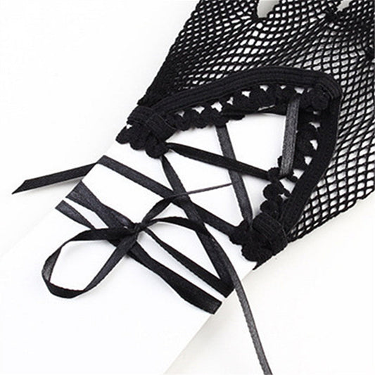 European and American ribbon cross short gloves