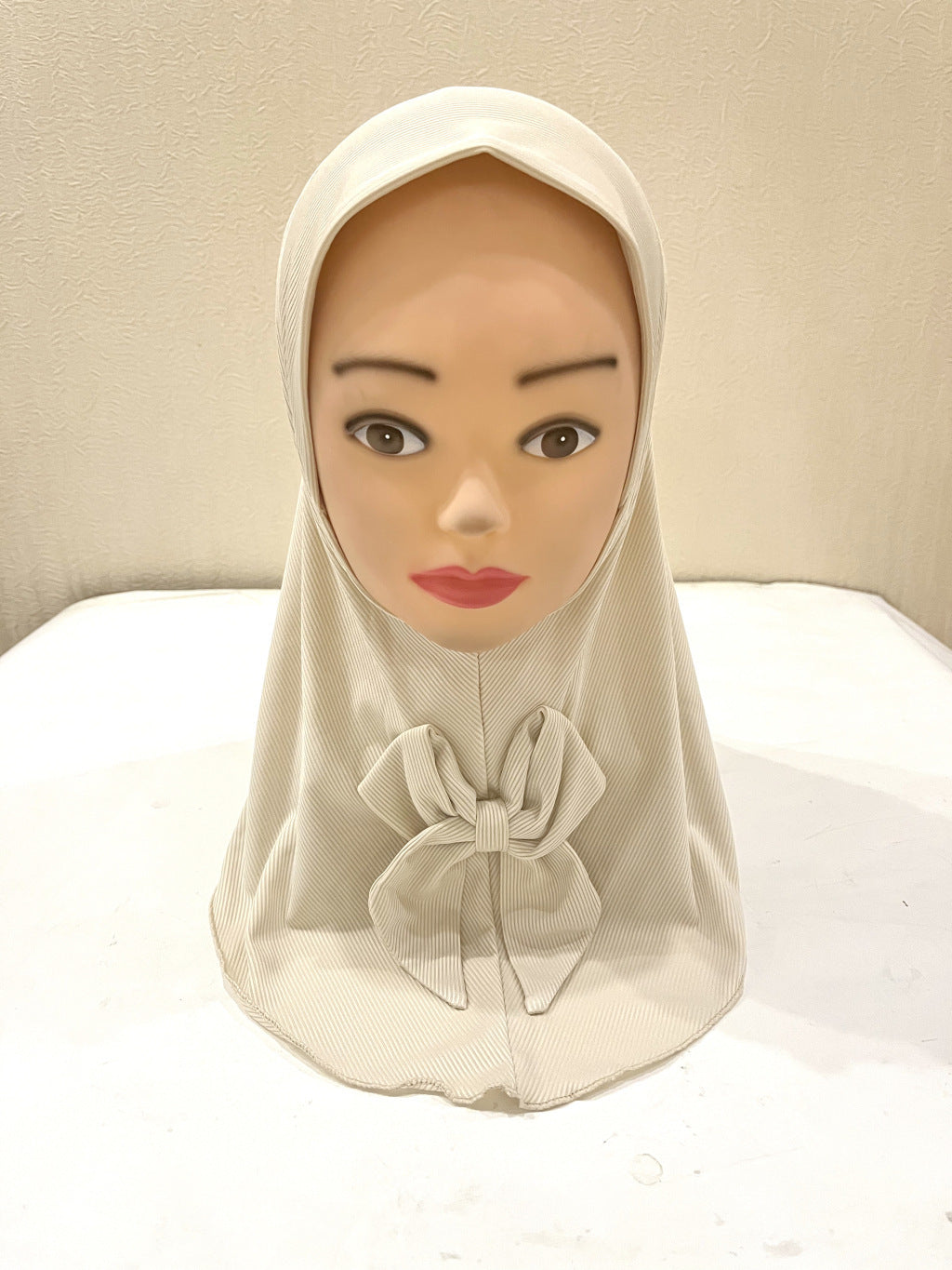 Exclusive For Cross-border 2 To 6 Years Old Little Girl Headscarf Thread Fabric Vertical Bar Sunday Hat Bow Veil