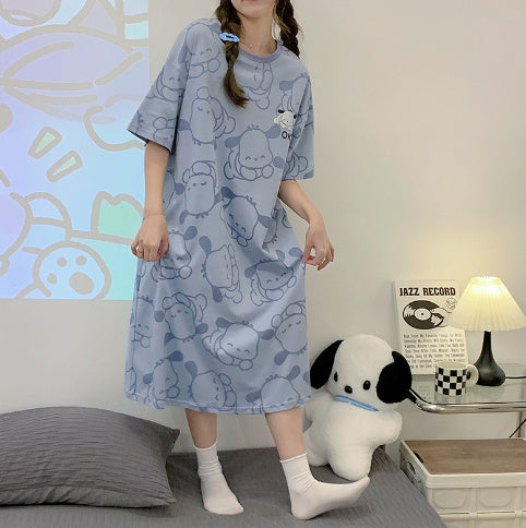 Home Wear Thin Short Sleeve Loose Plus Size Plump Girls Women's Pajamas