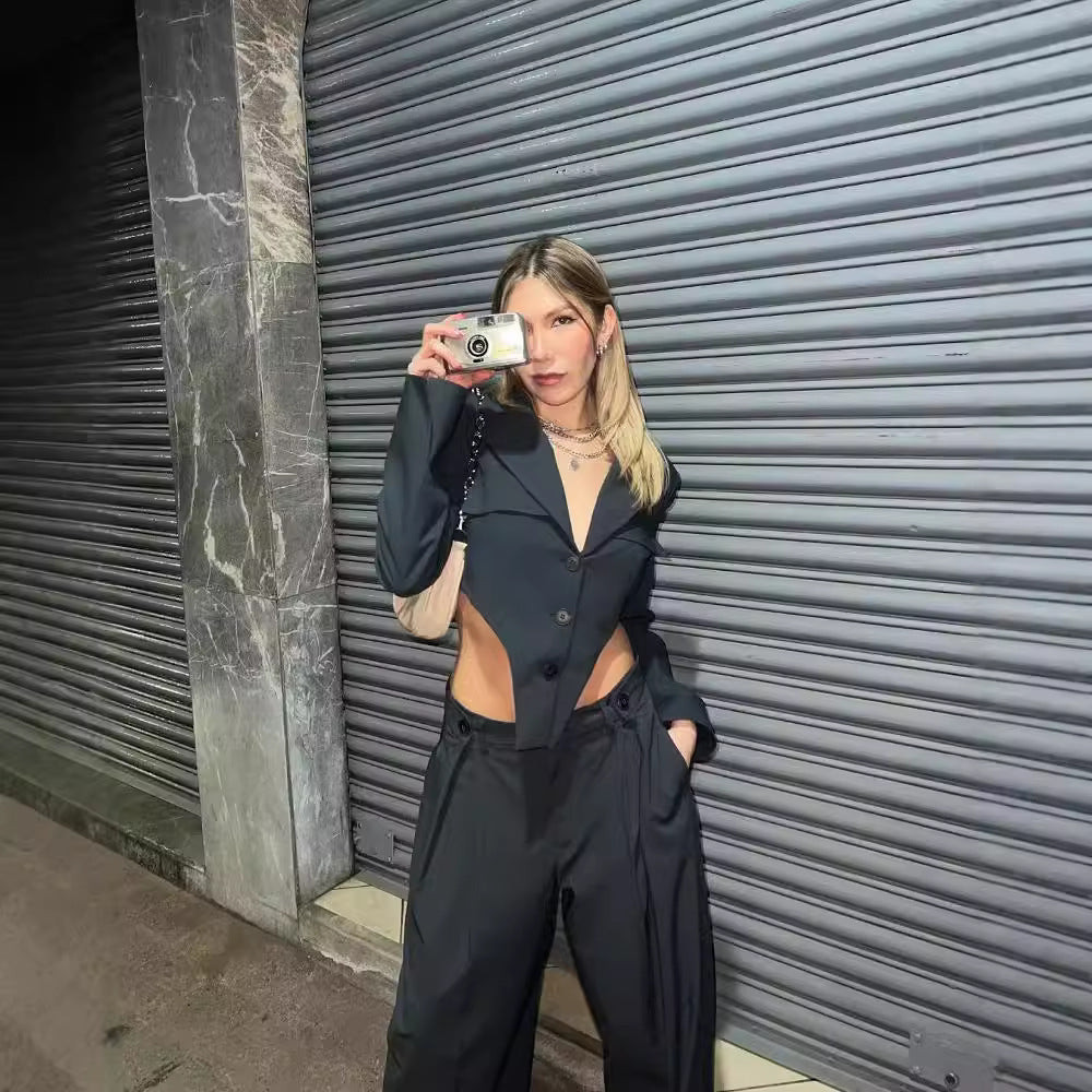 Hollow Coat Set Two-piece Pants Suit