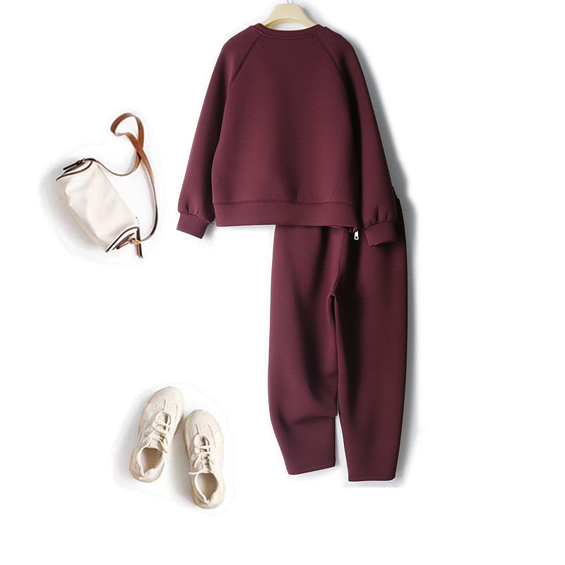 Casual Sports Suit Long-sleeved Sweater With Cropped Pants