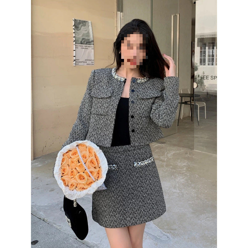 Jacket High Waist Short Skirt For Suit Women