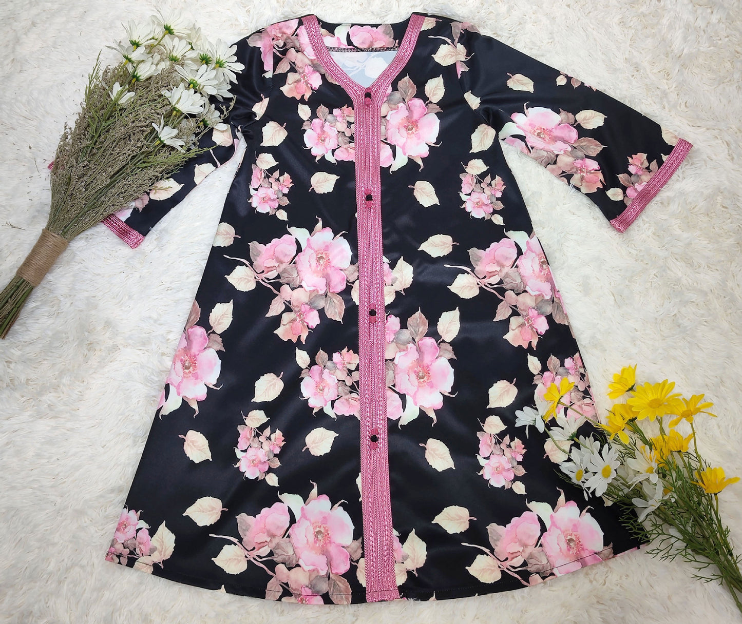 Ladies Polyester Print Dress Middle East Robe