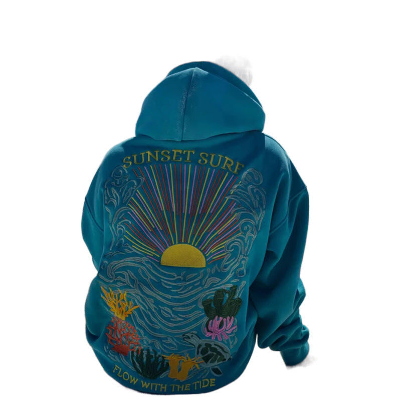 SUNFLOWER Embroidered Hoodie Sweater On The Sea