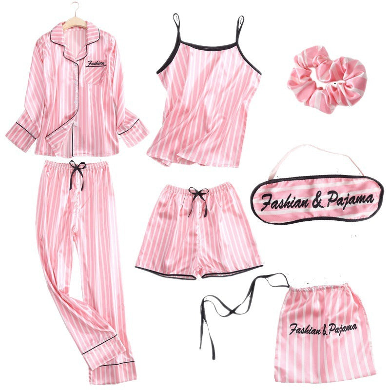Spring And Autumn Printed Imitated Silk Pajamas Clothing
